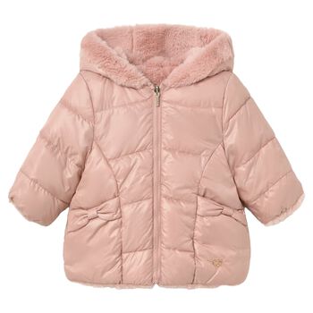 Younger Girls Pink Reversible Faux Fur Jacket