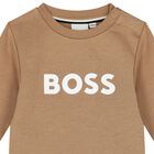 Younger Boys Beige Logo Sweatshirt, 1, hi-res