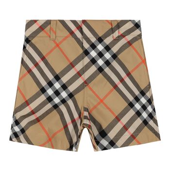 Baby Boys Beige Check Shorts