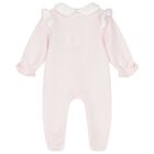 Baby Girls Pink Embroidered Babygrow, 1, hi-res
