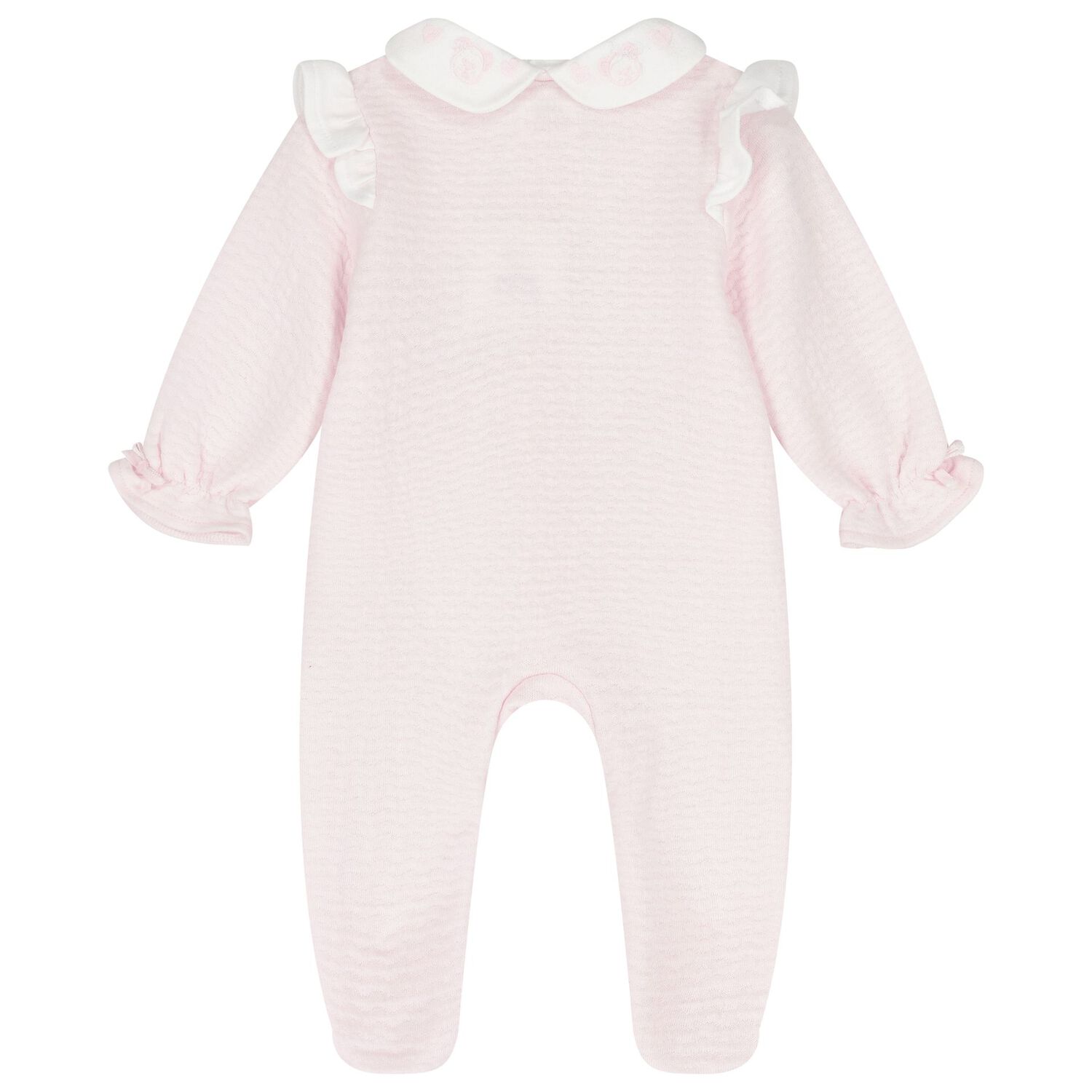 Baby Girls Pink Embroidered Babygrow, 1, hi-res