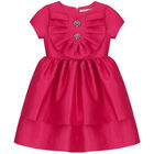 Girls Pink Ruffled Satin Dress, 1, hi-res