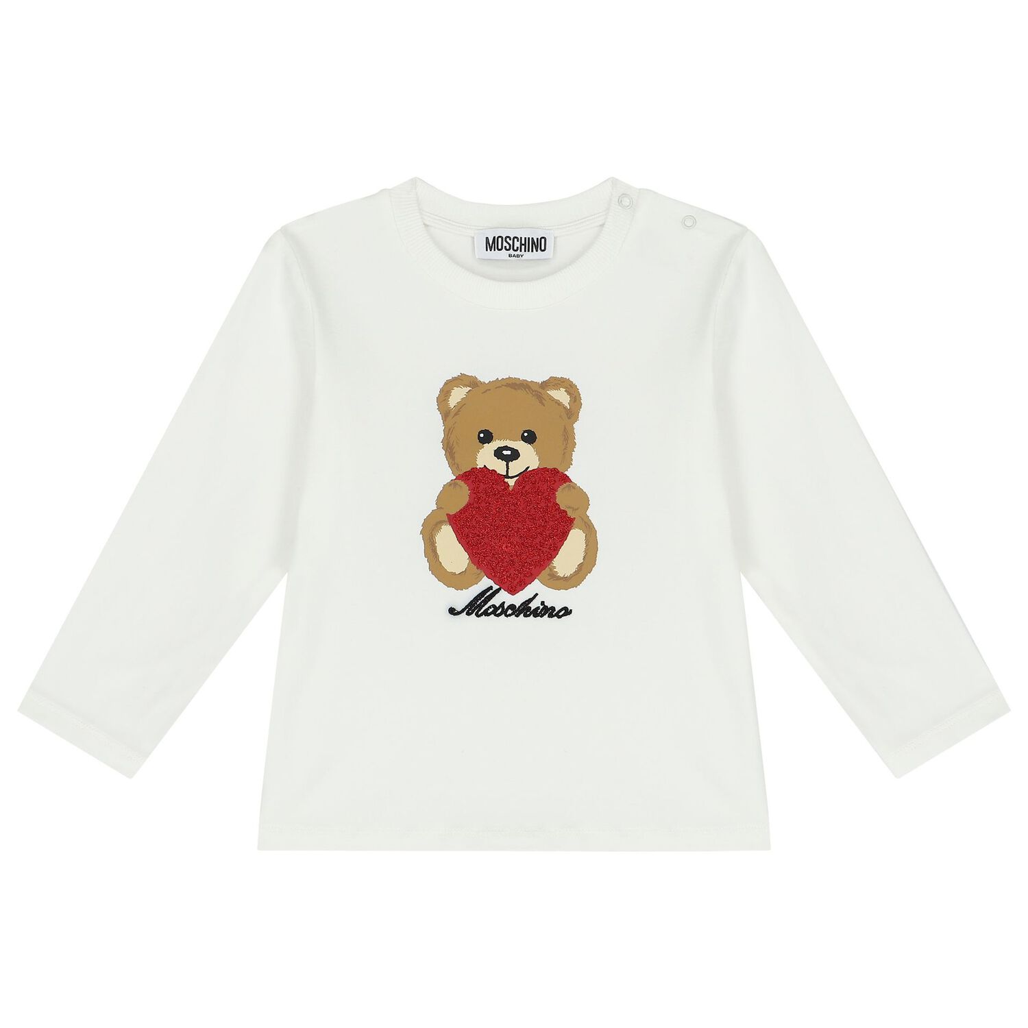 Younger Girls Ivory & Black Teddy Bear & Heart Leggings Set, 1, hi-res