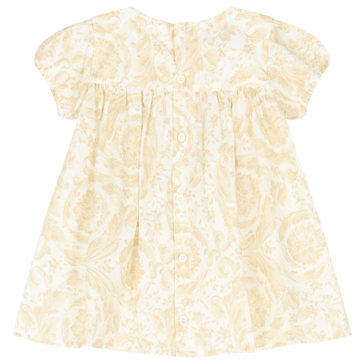 Younger Girls White & Beige Barocco Dress Set, 1, hi-res