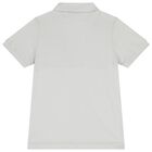 Boys White & Grey Logo Polo Shirt, 1, hi-res