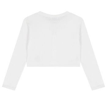 Girls White Bow Knit Cardigan