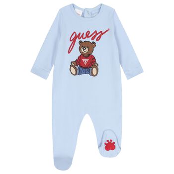 Baby Boys Blue Teddy Bear Babygrow