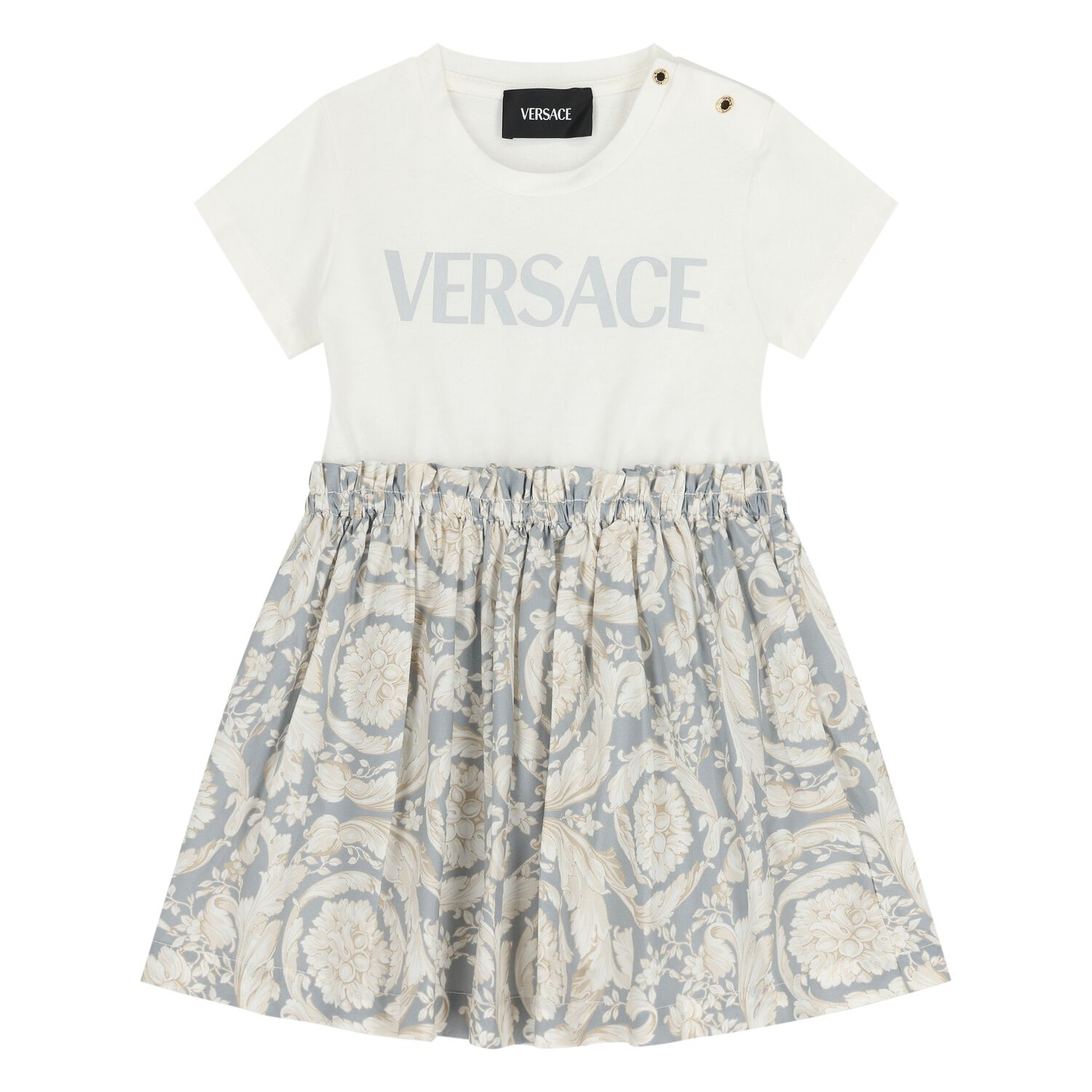 Younger Girls White & Pink Black Dress, 1, hi-res