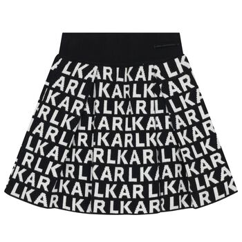 Girls Black & White Logo Skirt