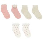 Younger Girls Pink & Ivory Socks ( 3-Pack ), 1, hi-res