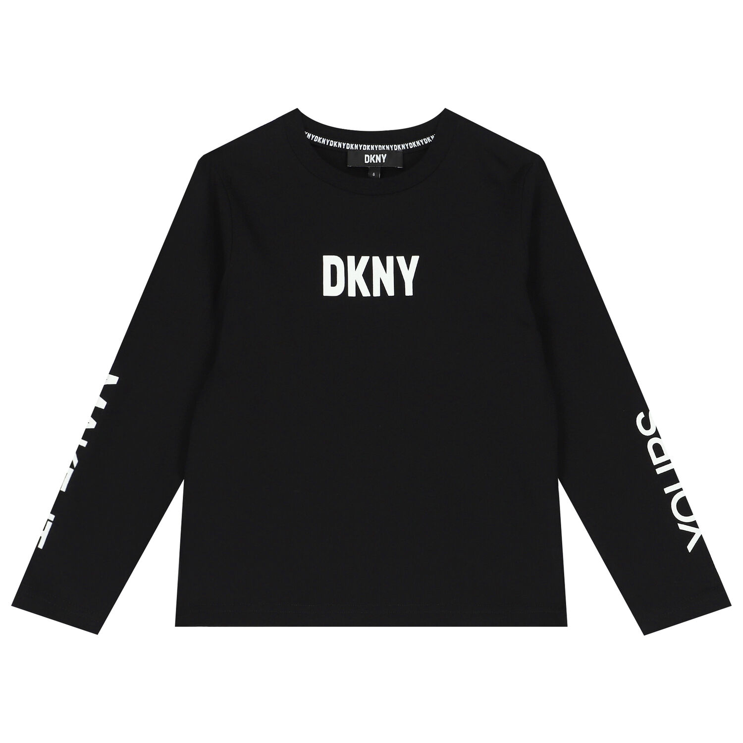Black Logo Long Sleeve Top, 2, hi-res
