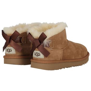 Girls Beige Ultra Mini Bailey Bow Boots