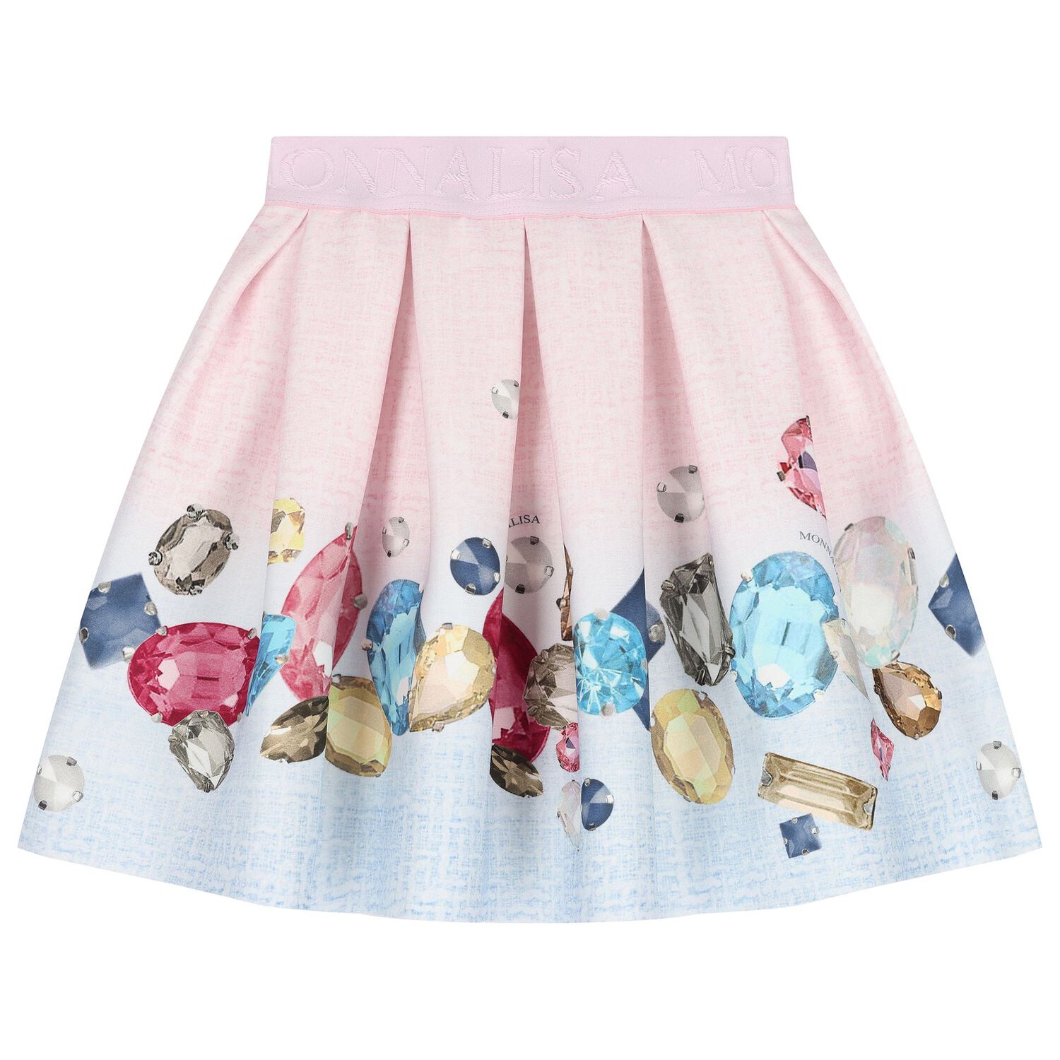 Girls Ivory, Pink & Blue Jewel Skirt Set, 1, hi-res