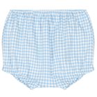 Baby Girls Blue Gingham Shorts & Hat Set, 1, hi-res