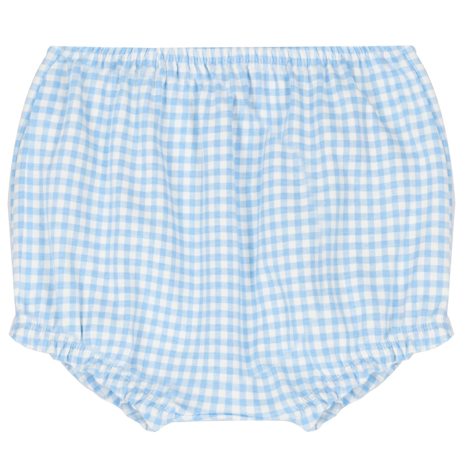 Baby Girls Blue Gingham Shorts & Hat Set, 1, hi-res