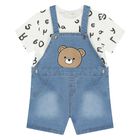 Baby Boys Blue Denim Dungaree Set, 2, hi-res
