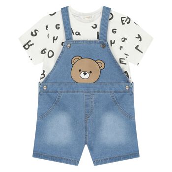 Mayoral Baby Boys Blue Denim Dungaree Set, 2 Baby Boys Blue Denim Dungaree Set