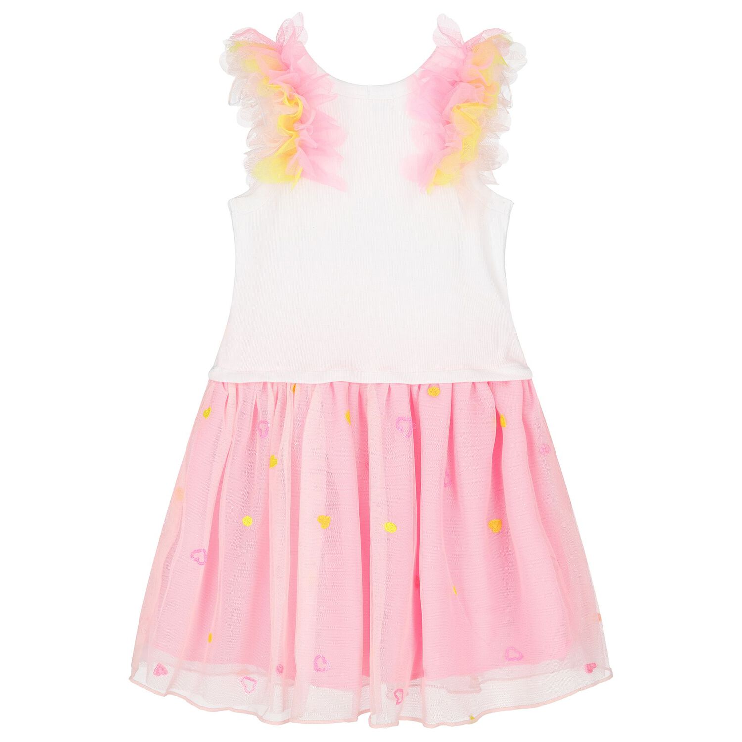 Girls White & Pink Tulle Dress, 1, hi-res