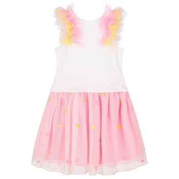 Girls White & Pink Tulle Dress