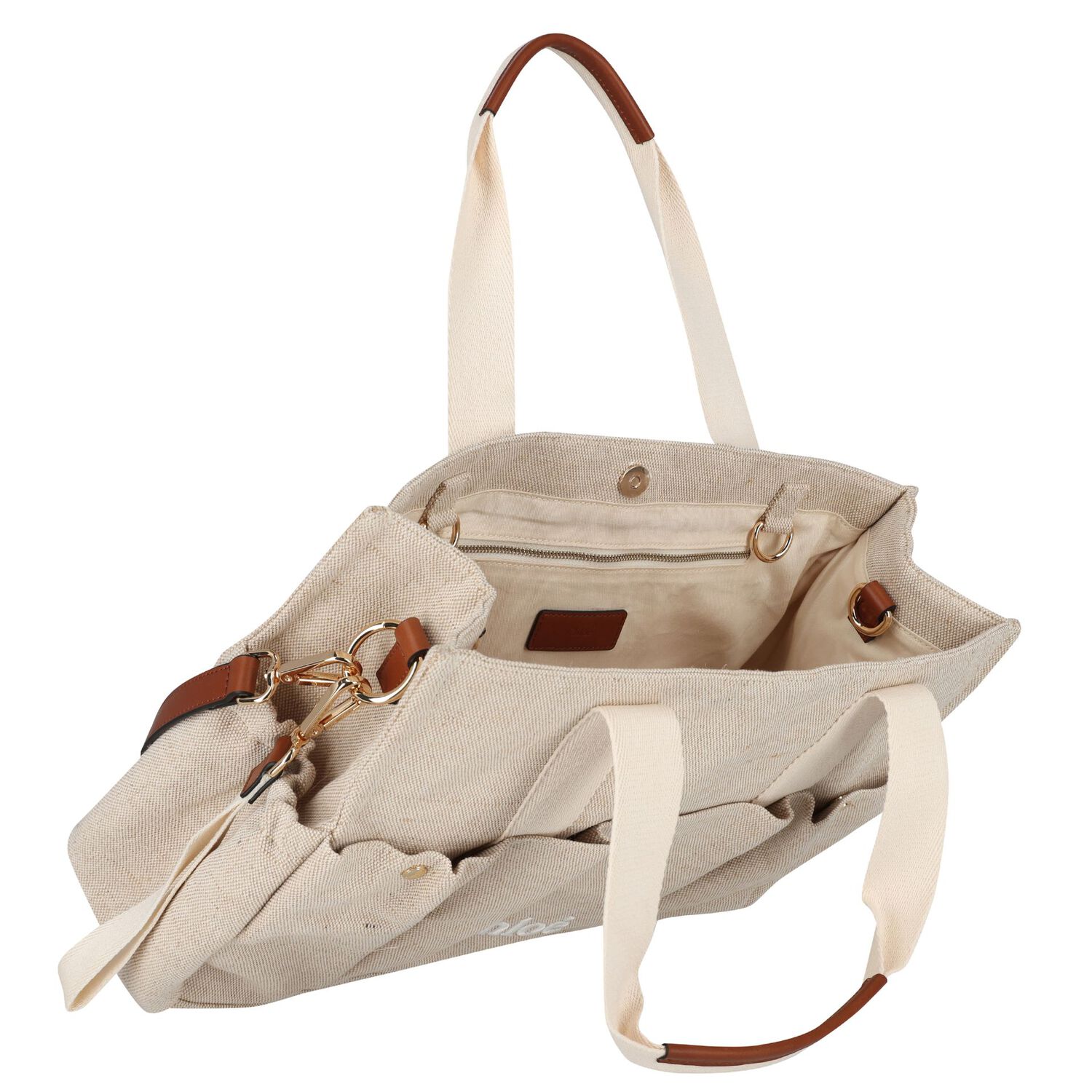 Beige Canvas Logo Changing Bag, 1, hi-res