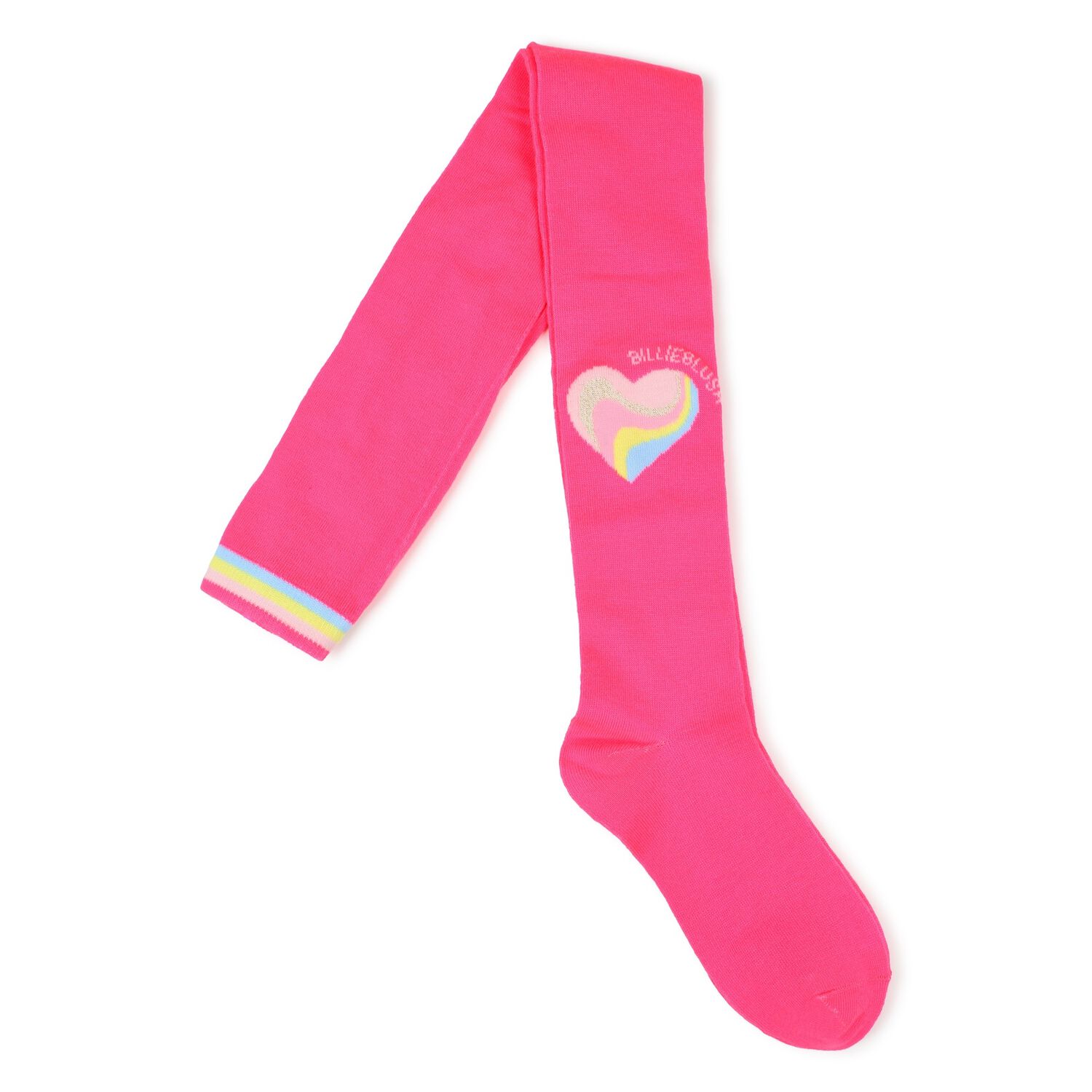 Girls Pink Heart Tights, 1, hi-res