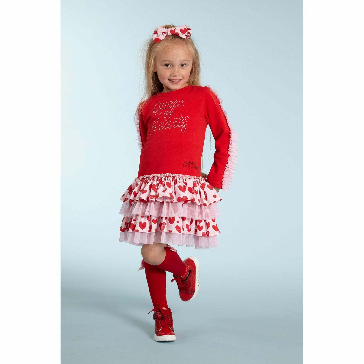 Girls Red & Pink Dress, 1, hi-res