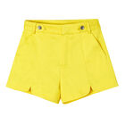 Girls Yellow Satin Shorts, 2, hi-res