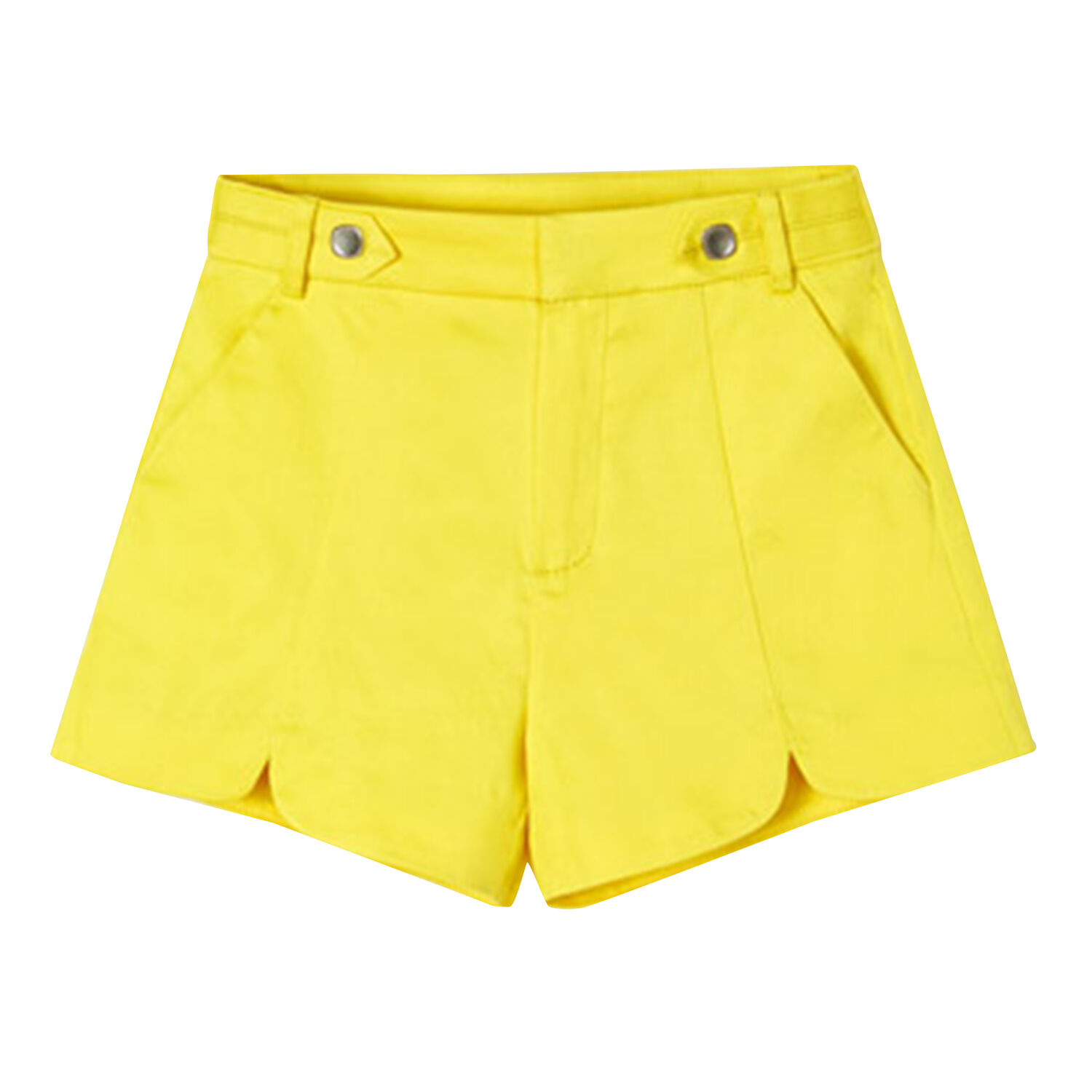 Girls Yellow Satin Shorts, 2, hi-res