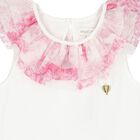Girls White & Pink Ruffle Top, 1, hi-res