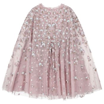 Girls Pink Tulle Cape Dress