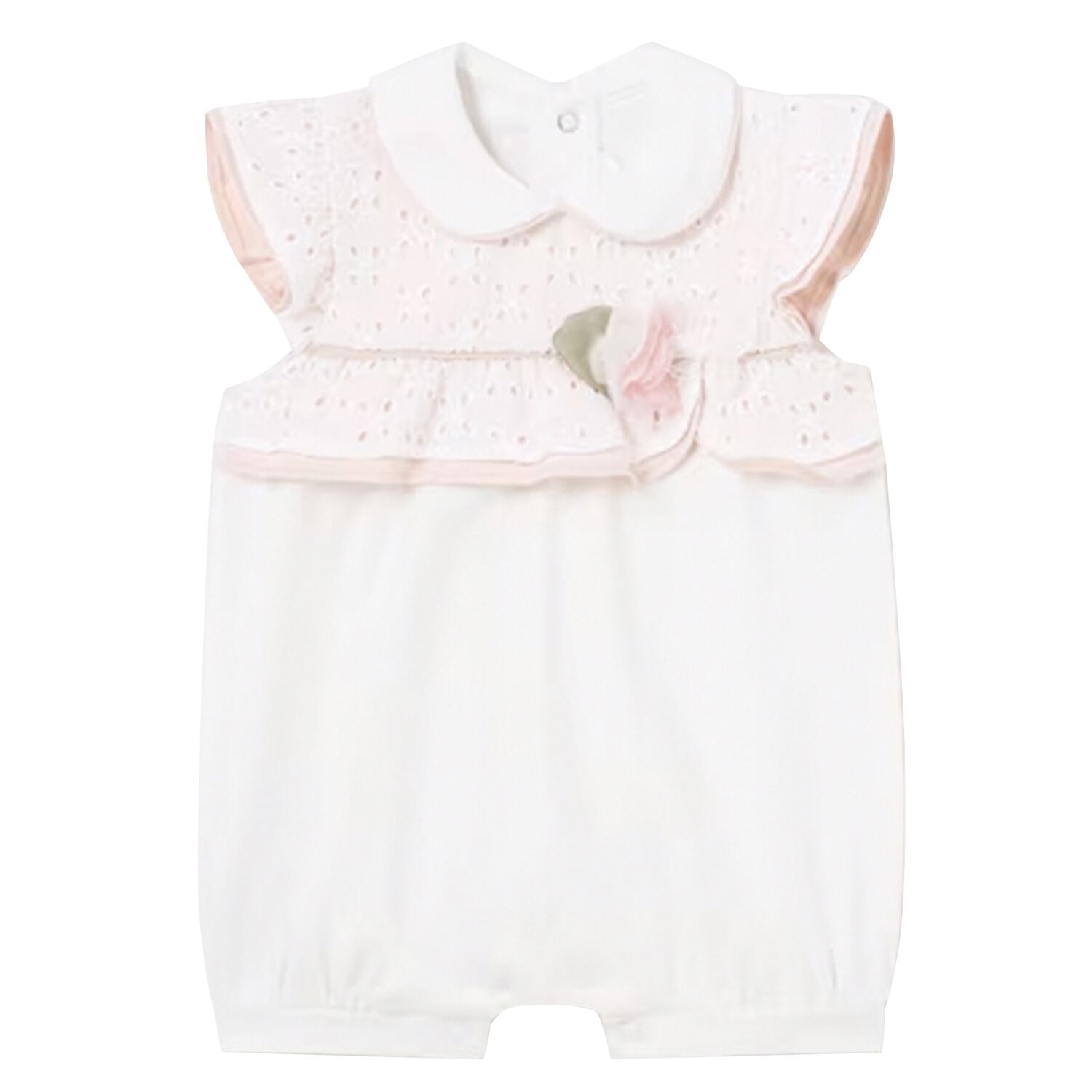 Baby Girls Ivory Broderie Anglaise Romper, 1, hi-res image number null