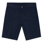 Boys Navy Blue Cotton Shorts, 5, hi-res