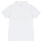 Boys White Cotton Logo Polo Shirt, 1, hi-res