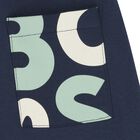 Boys Navy Blue Logo Shorts, 1, hi-res
