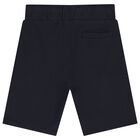 Boys Navy Blue Logo Shorts, 1, hi-res