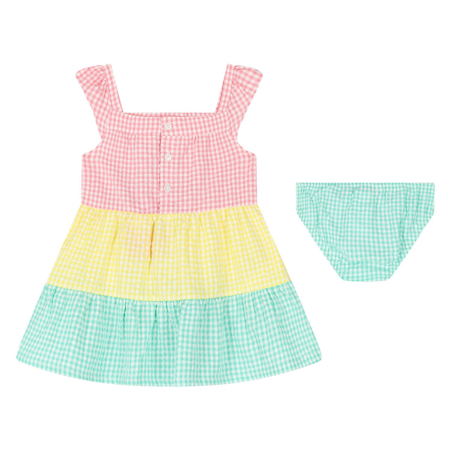 Baby Girls Multi-Coloured Gingham Dress Set, 1, hi-res image number null
