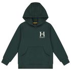 Boys Green Logo Hooded Top, 1, hi-res
