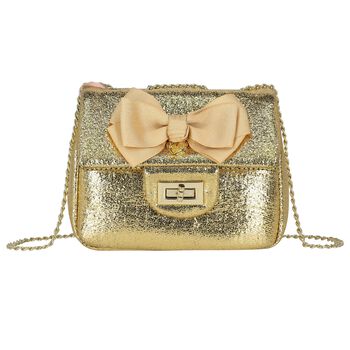 Girls Gold Bow Handbag