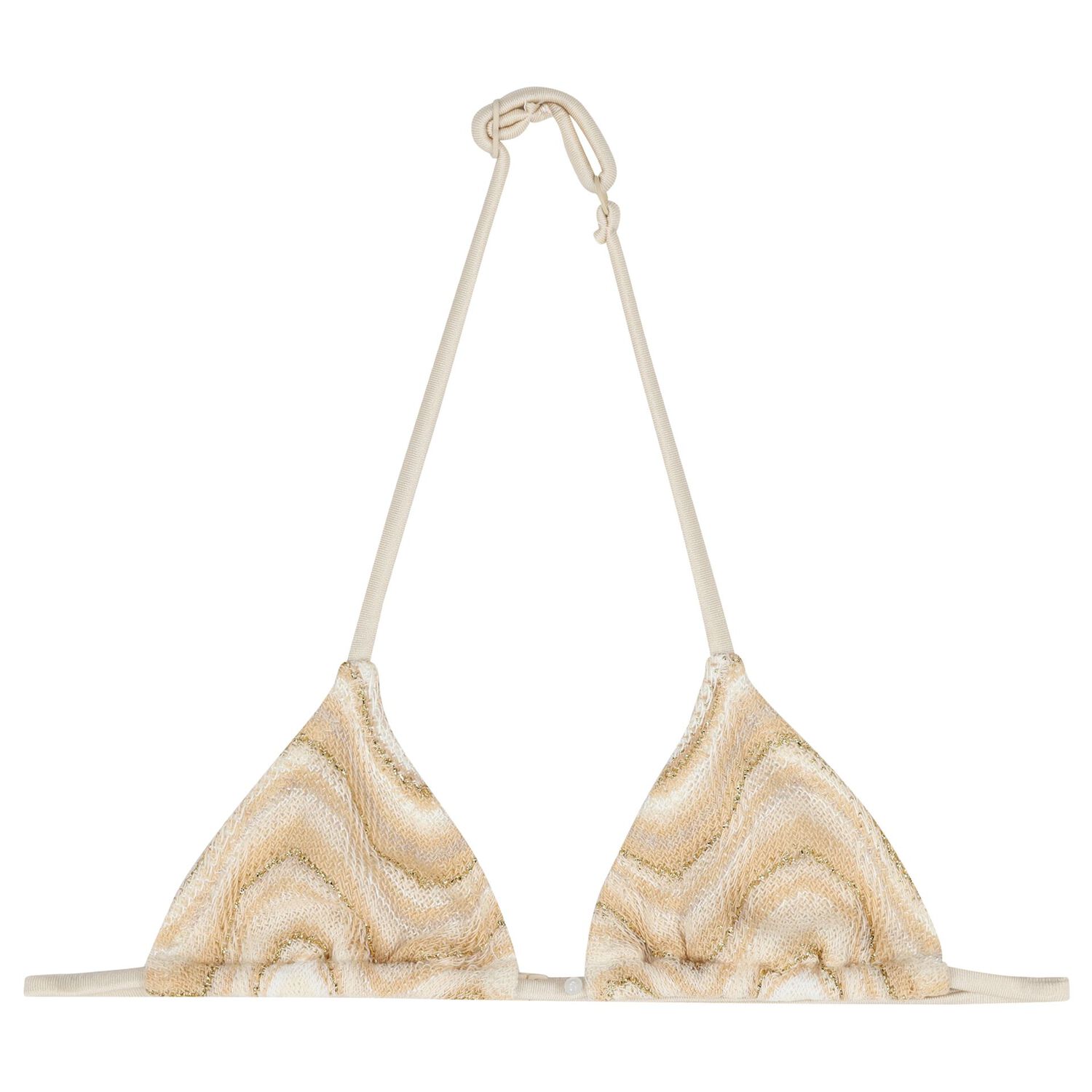 Girls Beige & Gold Striped Bikini, 1, hi-res