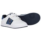 Boys White & Denim Blue Logo Trainers, 1, hi-res