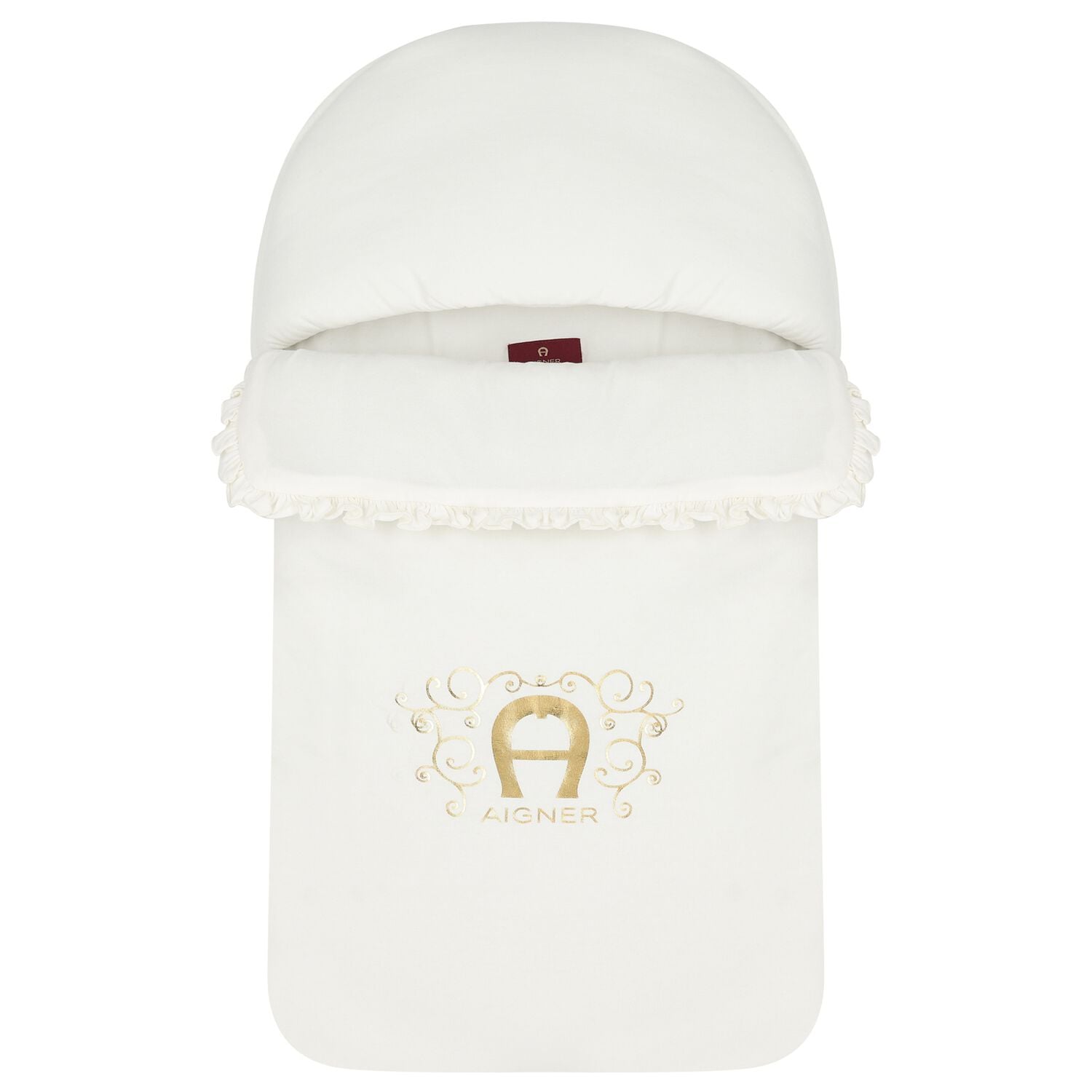 Baby Girls Ivory & Gold Logo Nest, 1, hi-res