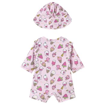 Baby Girls Pink Sun Suit & Hat Set (UPF40+)