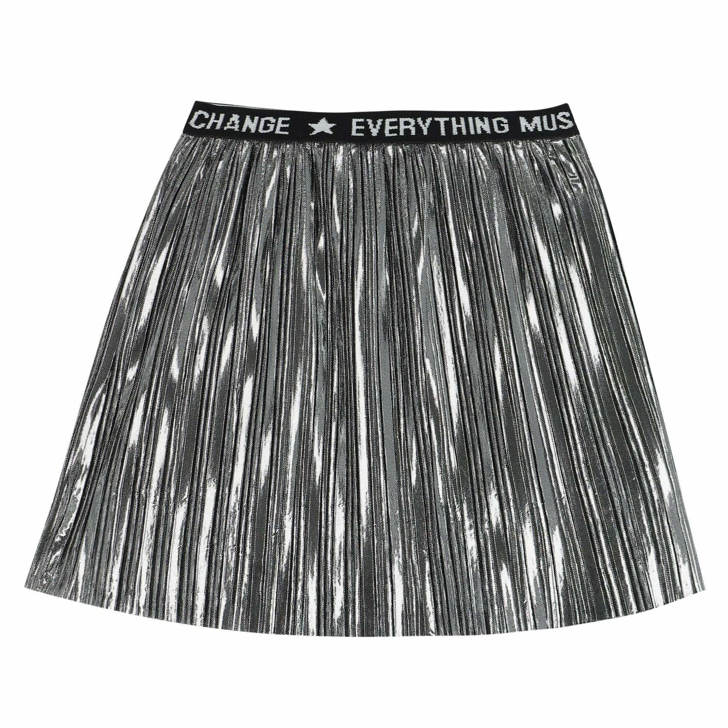 Girls Black Top & Silver Pleated Skirt Set, 1, hi-res image number null