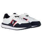 Boys White Logo Trainers, 1, hi-res