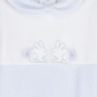 Baby Boys White & Blue Rabbit Babygrow, 1, hi-res