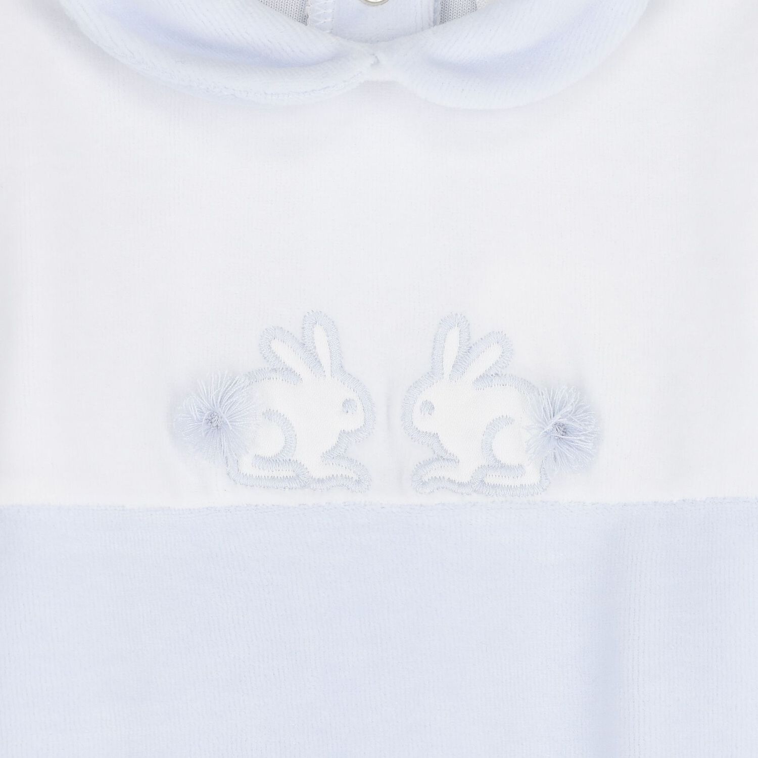 Baby Boys White & Blue Rabbit Babygrow, 1, hi-res