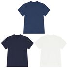 Boys White & Navy Blue Logo T-Shirts ( 3-Pack ), 1, hi-res