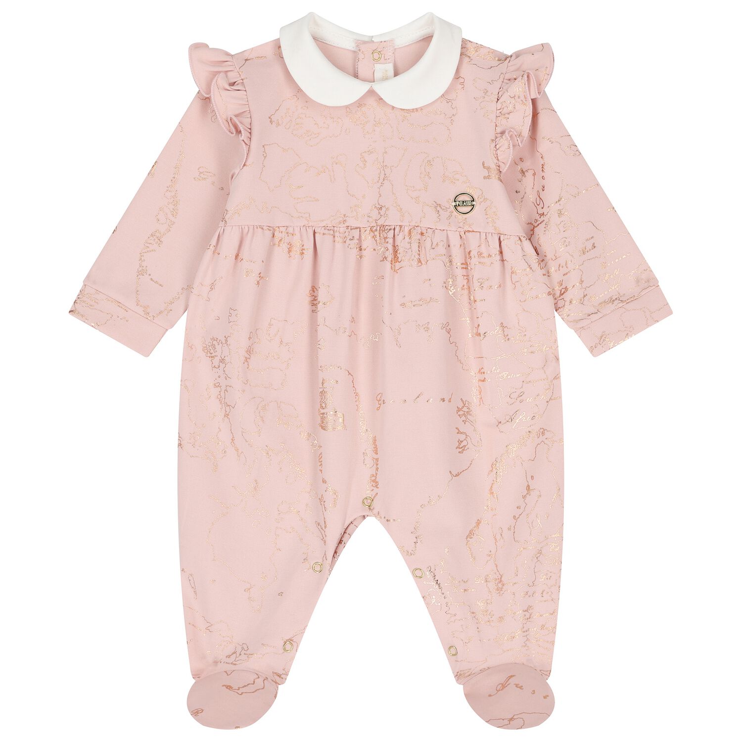 Baby Girls Pink & Ivory Geo Map Babygrow, 1, hi-res