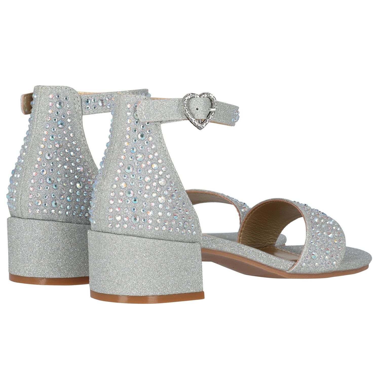 Girls Silver Embellished Sandals, 2, hi-res