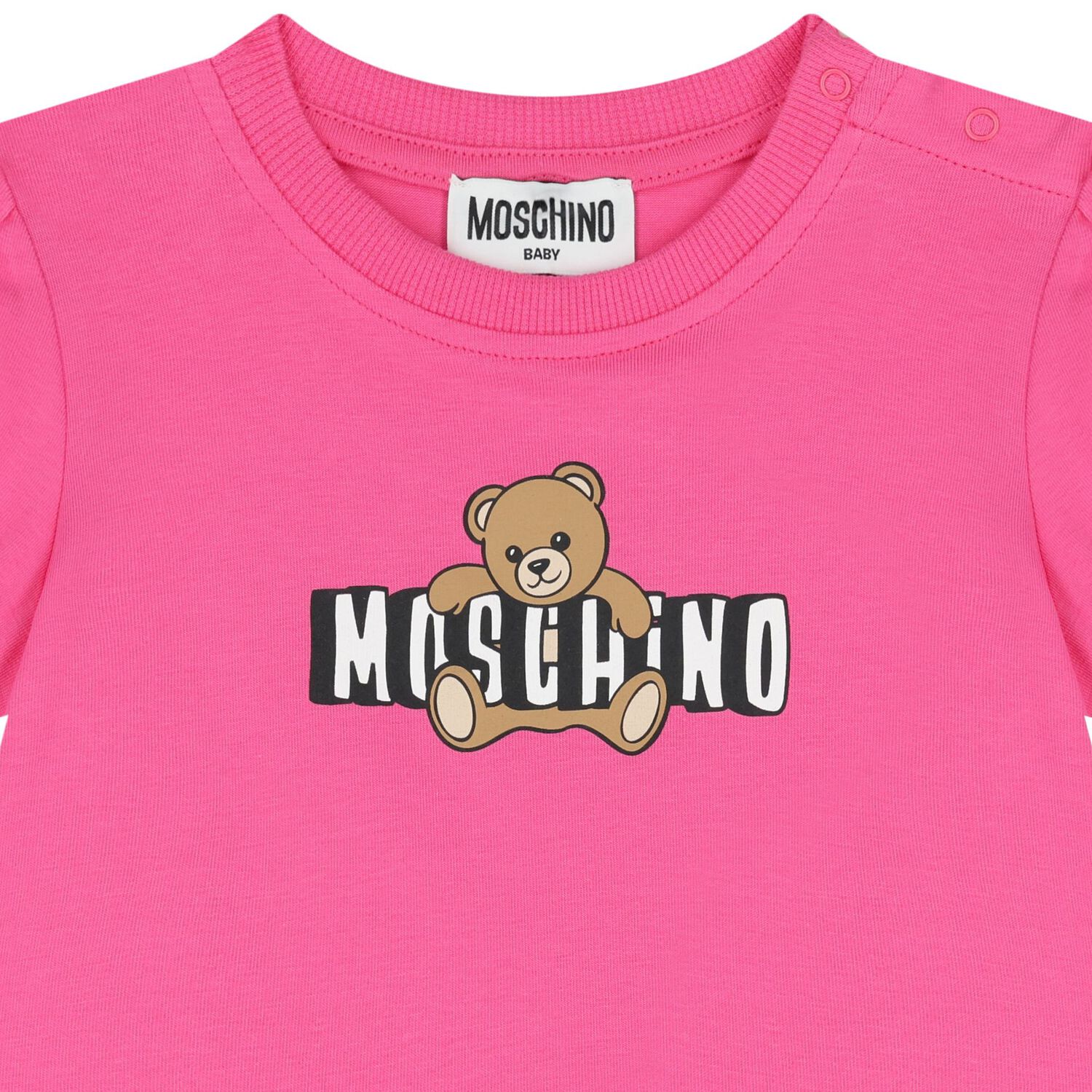 Younger Girls Pink Teddy Bear Logo Dress, 5, hi-res